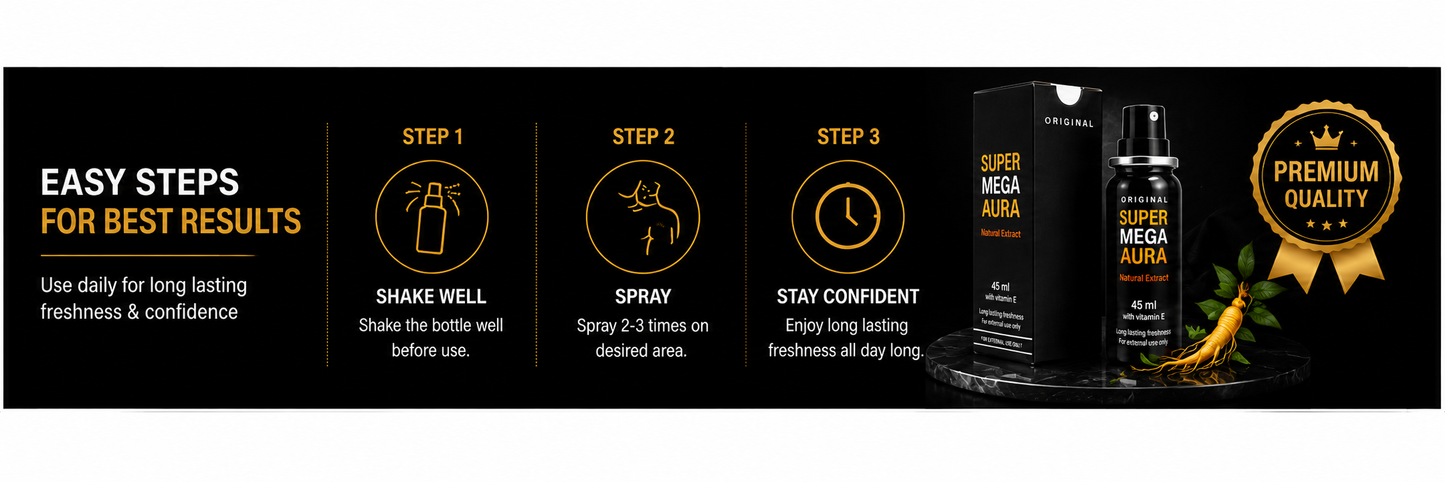 SUPER MEGA AURA Men's Wellness Spray – Natural Ginseng Extract (45ml)